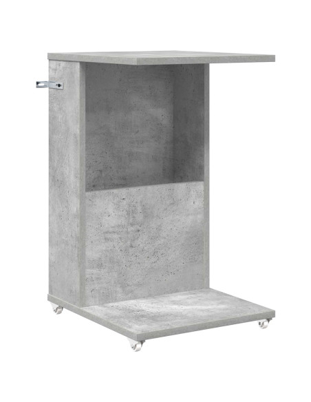 Tavolo laterale con ruota Grigio cemento 40 x 35 x 60 cm