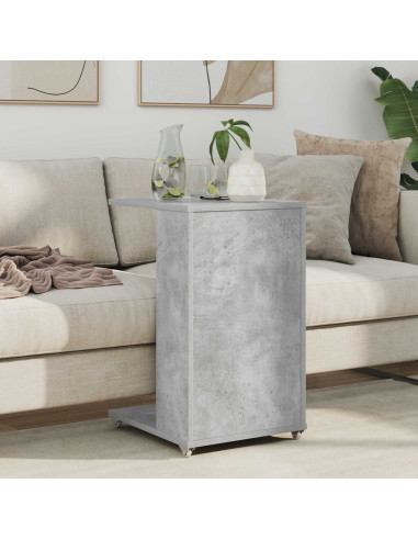Tavolo laterale con ruota Grigio cemento 40 x 35 x 60 cm