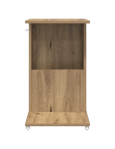 Tavolo laterale con ruota Rovere artigianale 40 x 35 x 60 cm
