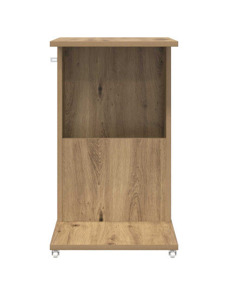 Tavolo laterale con ruota Rovere artigianale 40 x 35 x 60 cm