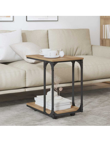 Tavolo laterale con ruota Rovere artigianale 50 x 35 x 55.5 cm