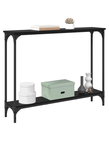 Tavolo consolle con lo scaffale Rovere Nero 100 x 22,5 x 75 cm