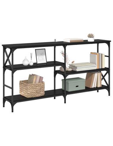 Tavolo consolle con lo scaffale Rovere Nero 150 x 29 x 76,5 cm