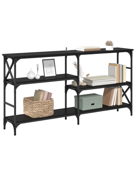 Tavolo consolle con lo scaffale Rovere Nero 150 x 29 x 76,5 cm