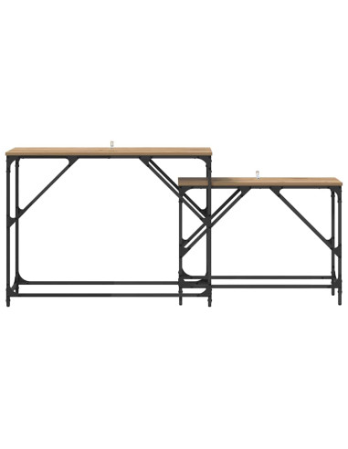 Tavolo consolle 2 pcs Rovere artigianale 100 x 28 x 75 cm