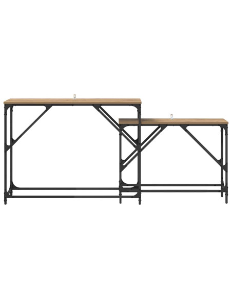 Tavolo consolle 2 pcs Rovere artigianale 100 x 28 x 75 cm