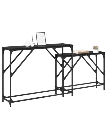 Tavolo consolle 2 pcs Rovere Nero 100 x 28 x 75 cm