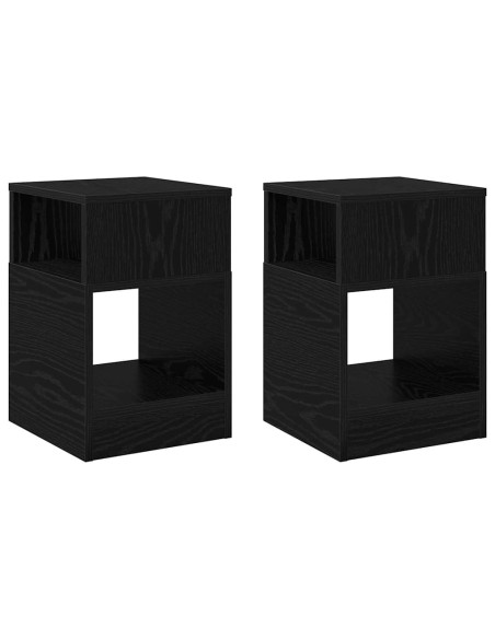 Tavolino 2 pcs Rovere Nero 30,5 x 30 x 45 cm Legno multistrato