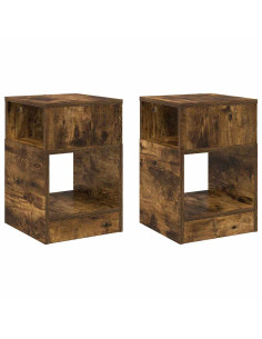 Tavolino 2 pcs Rovere fumé 30,5 x 30 x 45 cm Legno multistrato 2