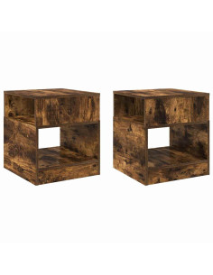 Tavolino 2 pcs Rovere fumé 40,5 x 40 x 45 cm Legno multistrato 2