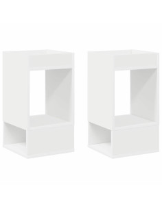 Tavolino 2 pcs Bianco 30 x 30 x 56 cm Legno multistrato 2