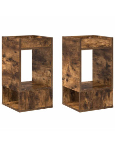 Tavolino 2 pcs Rovere fumé 30 x 30 x 56 cm Legno multistrato 2