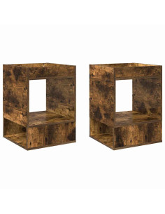 Tavolino 2 pcs Rovere fumé 40 x 40 x 56 cm Legno multistrato 2