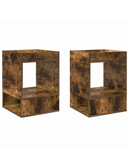 Tavolino 2 pcs Rovere fumé 40 x 40 x 56 cm Legno multistrato