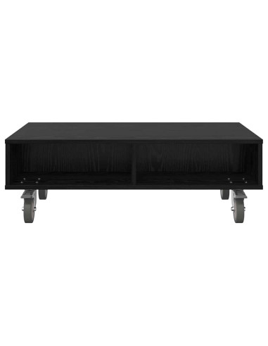 Tavolino con Ruote Rovere Nero 90 x 50 x 30 cm