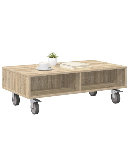 Tavolino con Ruote Rovere Sonoma 90 x 50 x 30 cm