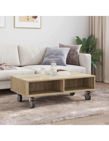 Tavolino con Ruote Rovere Sonoma 90 x 50 x 30 cm