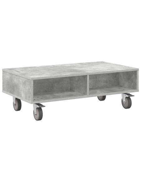 Tavolino con Ruote Grigio cemento 90 x 50 x 30 cm