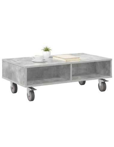 Tavolino con Ruote Grigio cemento 90 x 50 x 30 cm