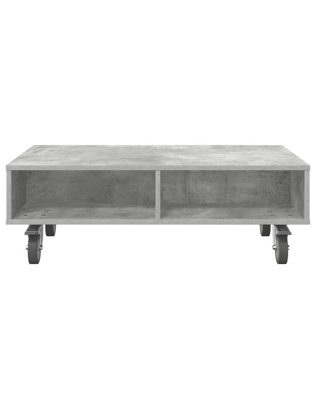 Tavolino con Ruote Grigio cemento 90 x 50 x 30 cm