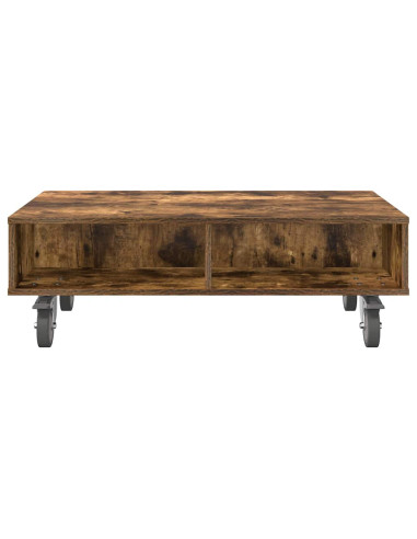 Tavolino con Ruote Rovere fumé 90 x 50 x 30 cm