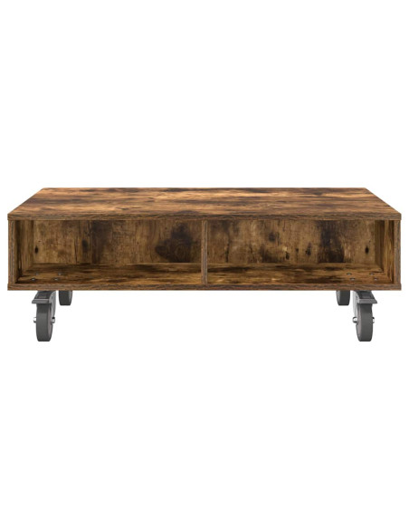 Tavolino con Ruote Rovere fumé 90 x 50 x 30 cm
