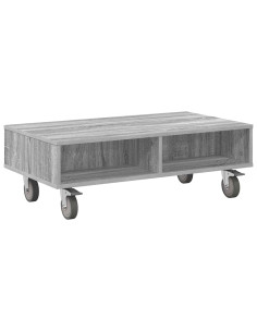 Tavolino con Ruote Grigio Sonoma 90 x 50 x 30 cm 2