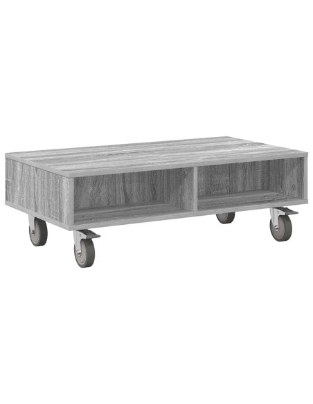Tavolino con Ruote Grigio Sonoma 90 x 50 x 30 cm