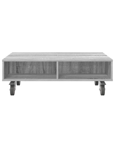 Tavolino con Ruote Grigio Sonoma 90 x 50 x 30 cm