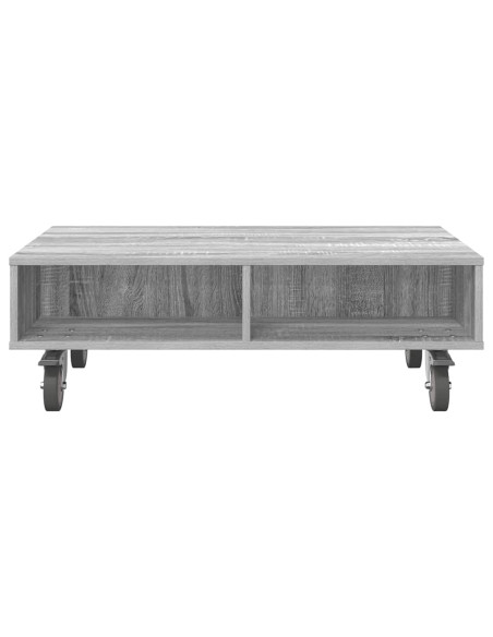 Tavolino con Ruote Grigio Sonoma 90 x 50 x 30 cm