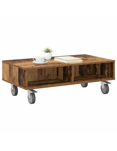 Tavolino con Ruote Legno vecchio 90 x 50 x 30 cm