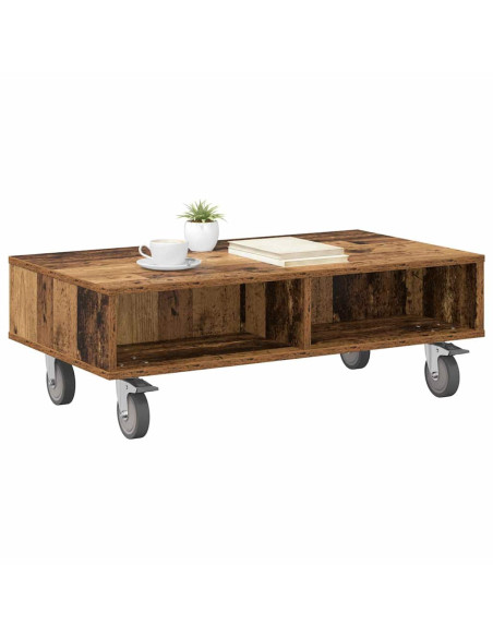 Tavolino con Ruote Legno vecchio 90 x 50 x 30 cm