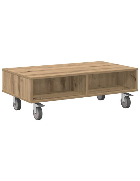 Tavolino con Ruote Rovere artigianale 90 x 50 x 30 cm