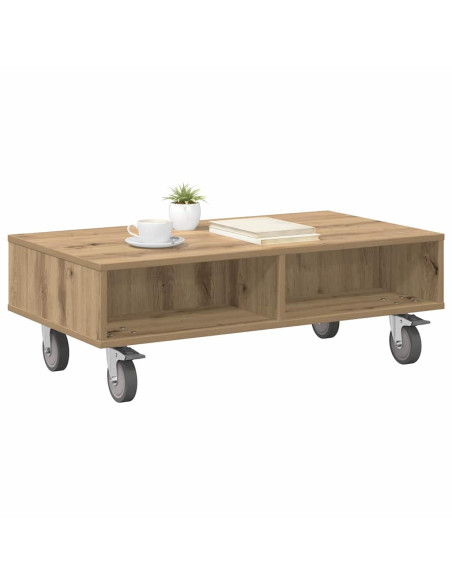 Tavolino con Ruote Rovere artigianale 90 x 50 x 30 cm