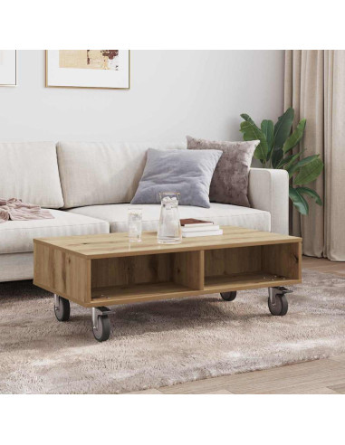 Tavolino con Ruote Rovere artigianale 90 x 50 x 30 cm