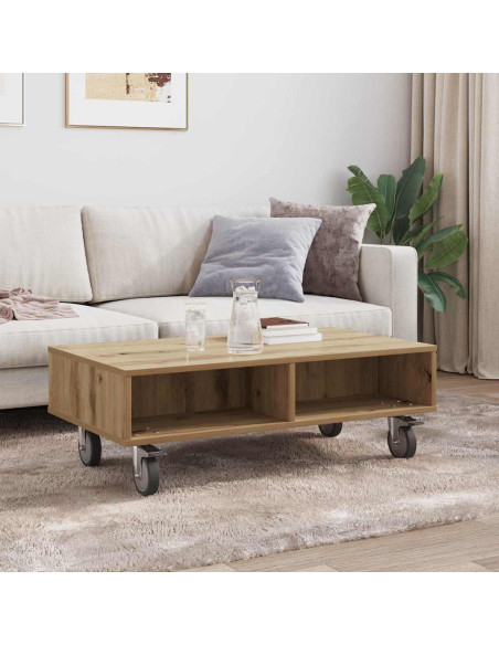 Tavolino con Ruote Rovere artigianale 90 x 50 x 30 cm