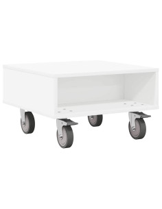 Tavolino con Ruote Bianco 50,5 x 50 x 30 cm Legno multistrato 2