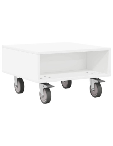 Tavolino con Ruote Bianco 50,5 x 50 x 30 cm Legno multistrato