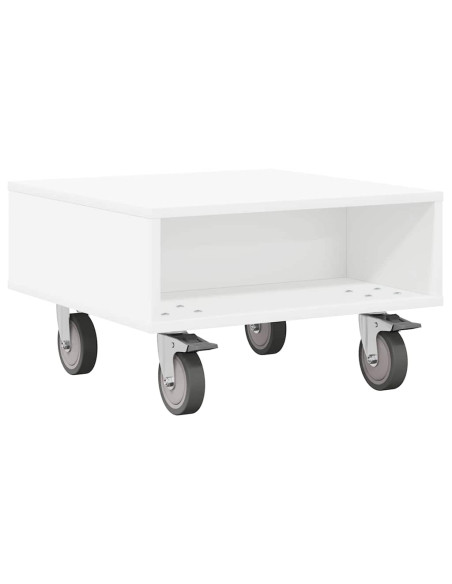 Tavolino con Ruote Bianco 50,5 x 50 x 30 cm Legno multistrato