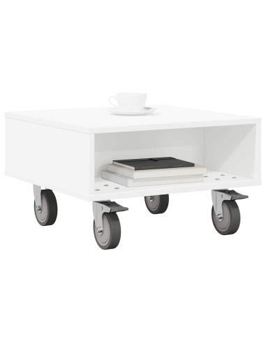 Tavolino con Ruote Bianco 50,5 x 50 x 30 cm Legno multistrato