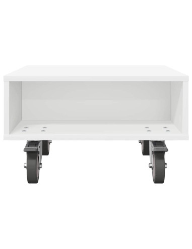 Tavolino con Ruote Bianco 50,5 x 50 x 30 cm Legno multistrato