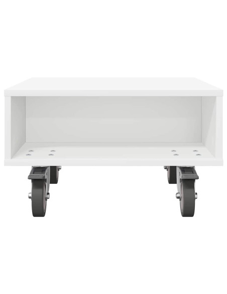 Tavolino con Ruote Bianco 50,5 x 50 x 30 cm Legno multistrato