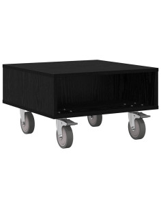 Tavolino con Ruote Rovere Nero 50,5 x 50 x 30 cm 2