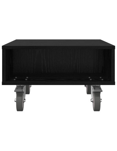 Tavolino con Ruote Rovere Nero 50,5 x 50 x 30 cm
