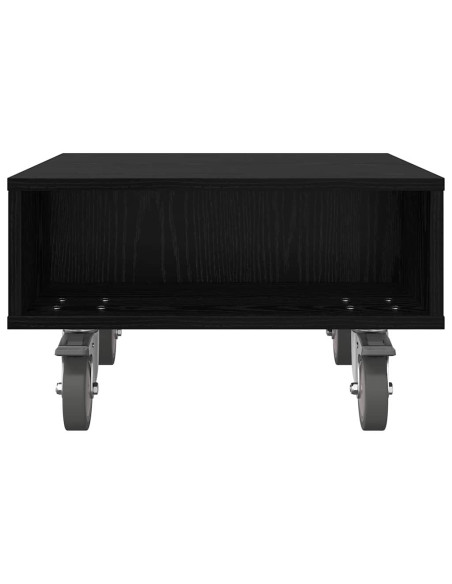 Tavolino con Ruote Rovere Nero 50,5 x 50 x 30 cm