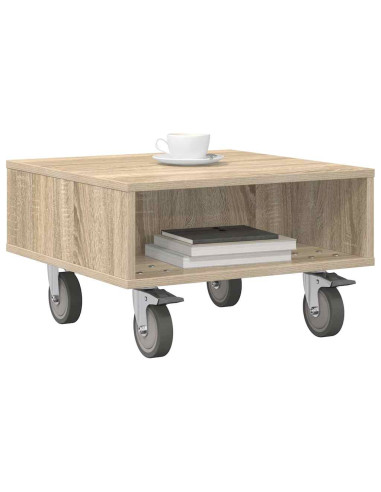 Tavolino con Ruote Rovere Sonoma 50,5 x 50 x 30 cm