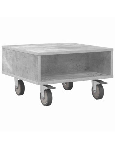 Tavolino con Ruote Grigio cemento 50,5 x 50 x 30 cm 2