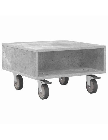 Tavolino con Ruote Grigio cemento 50,5 x 50 x 30 cm