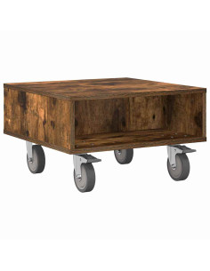 Tavolino con Ruote Rovere fumé 50,5 x 50 x 30 cm 2