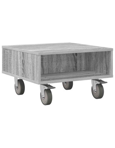 Tavolino con Ruote Grigio Sonoma 50,5 x 50 x 30 cm